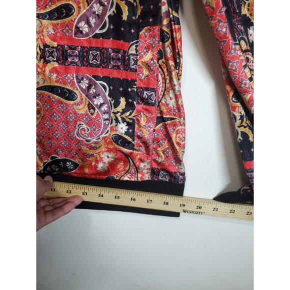 INC International Concepts Jacket Women Size Medium Pockets Red Paisley Zipper - Picture 8 of 15